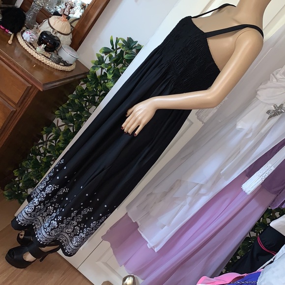 Plus size 3X black & white smocked convertible strapless maxi dress sundress 3X - Picture 13 of 14